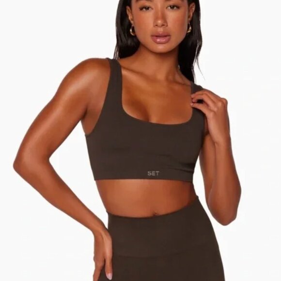 SET Active Sculptflex Box Cut Bra in Espresso Brown - Picture 3 of 5